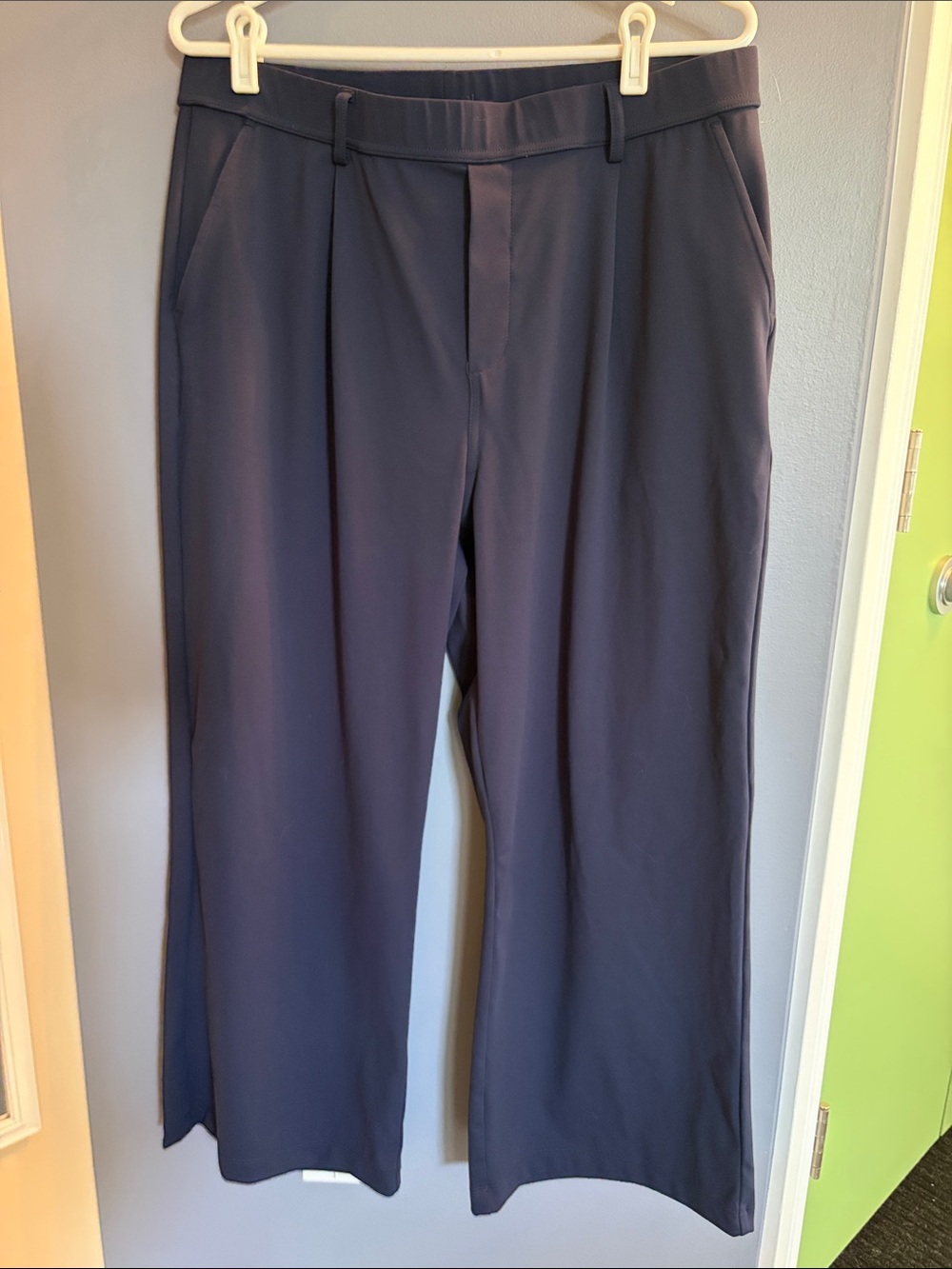 HALARA Navy Wide-Leg Dress Pants with Belt Loops